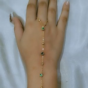 Aliban/ finger ring bracelet/ ring bracelet/ emerald stone ring bracelet