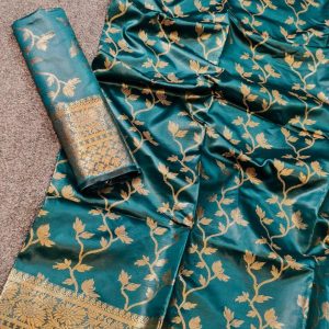 সফট সিল্ক কাশ্মেরী কাতান শাড়ি