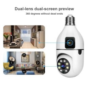 V380 Pro Dual Lens 360° PTZ Bulb WiFi IP CCTV Camera | 3MP | 1080P | Color Night Vision | Two-Way Audio