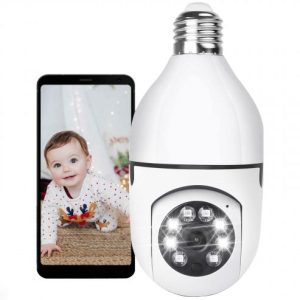 E27 PTZ WiFi Bulb CCTV Camera 2MP 1080P | 360° Panorama | Two-Way Audio | Night Vision | Motion Detection