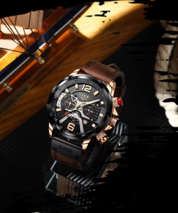 LIGE 8917 Casual Sport Watches for Men Top Brand Luxury Military Leather Wrist Watch Man Clock Fashion Chronograph Wristwatch