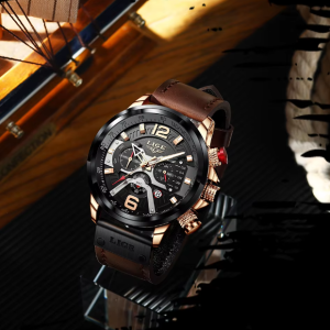 LIGE 8917 Casual Sport Watches for Men Top Brand Luxury Military Leather Wrist Watch Man Clock Fashion Chronograph Wristwatch