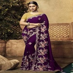 ইন্ডিয়ান জর্জেট শাড়ি পিস সহ ব্লাউজ