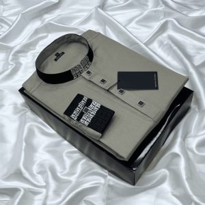 স্টাইলিশ হ্যারিংবোন কটন পাঞ্জাবি