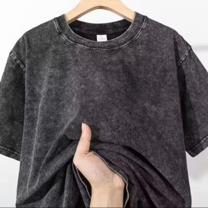 Premium Acid Wash Drop Shoulder T-Shirt. (Solid)