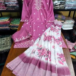 Readymade Embroidery Cotton Three Piece