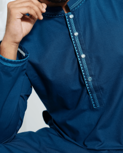 Pure Slub Cotton Panjabi - Blue Color - পুরুষদের পাঞ্জাব - নীল কালার
