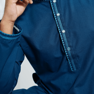 Pure Slub Cotton Panjabi - Blue Color - পুরুষদের পাঞ্জাব - নীল কালার