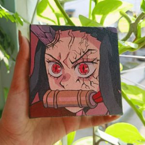 Nezuko (Demon Slayer) – Handmade Canvas Art | 4x4 Inch
