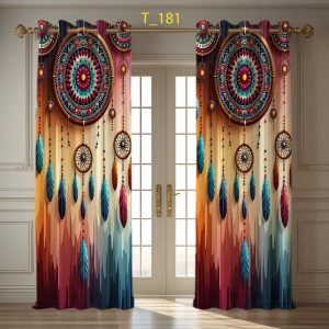 2 Piece 3D Print Premium curtain