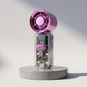 High-Speed Handheld Transparent Fan with Digital Display