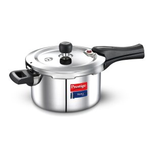 Prestige Triply Outer Lid Induction Compatible Pressure Cooker |Stainless Steel| Deep Lid Spillage Control | Even heat distribution- 5 Ltrs