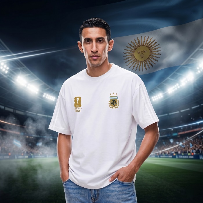 Argentina Fan Edition Drop Shoulder White Color live fest shop