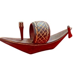 Wooden Boat Showpiece/ Nowka / width 5.5 inchi Chocolate Color-1 Piece