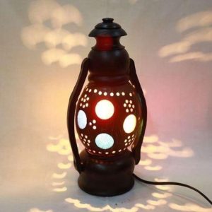 Handicraft Coconut Sell & Wooden Lamp Black/Brown Color Full Handmade Traditional Lamp-1 Piece