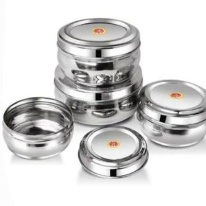 Max Dollar High Quality Stainless Steel 4 Bowl set/Bati Set With Steel Lid-4 Pcs