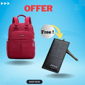 New leisure nylon ladies CHINA Bagpack (Black, White, Red, Pink ) With Free Wallet
