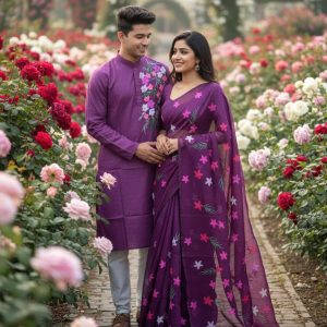 hand Print Saree & Panjabi - Elegant Sharee for Women - Ideal for All Seasons & Occasions.