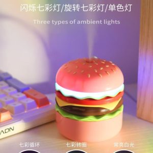 Cute Hamburger Mini Humidifier with 3 Ambient Light Modes