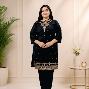 Black Premium Stretch Georgette
