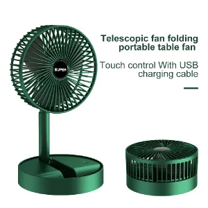 Folding Rechargeable Desk Fan, 3 Speeds Adjustable Height Table Fan with Timer, 2000mAh Rechargeable USB Charging for Home Office Travel