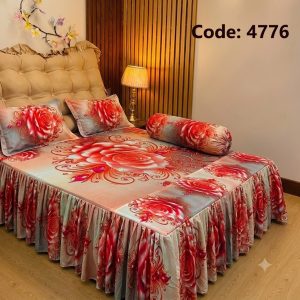 Premium Ruffle 3D Bed Sheet 4 pcs Set 4773, 4774, 4775, 4776, 4777