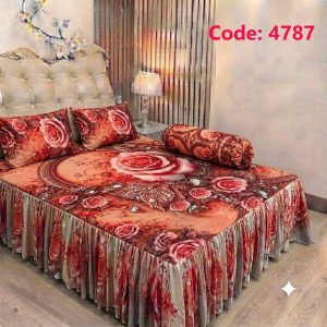 Premium Ruffle 3D Bed Sheet 4 pcs Set 4787, 4780, 4781, 4782, 4783