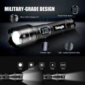 Rechargeable Waterproof Zoom LED Flashlight USB Torch Light (XHP 50)