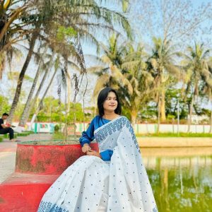 new block print half silk sari for woman fashion
