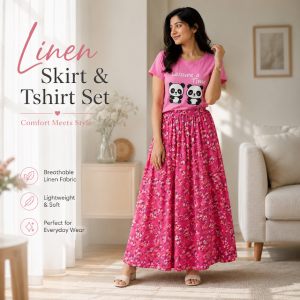 Elegant Linen Skirt & T-Shirt