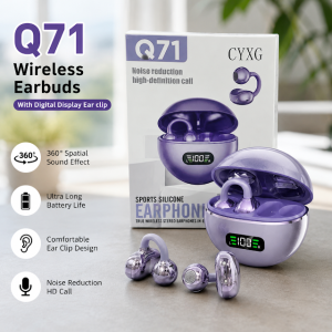 Q71 Wireless Earbuds with Digital Display Ear Clip