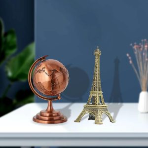 World Map 3D Rotating Glove Decoration Bronze Color & Eiffel Tower Metal Showpiece Decoration Gift 3435