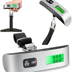 Portable Digital Luggage Scale with LCD Display – Heavy Duty Travel Weighing Scale (Up to 50kg/110lb) with Strap Hook & Tare Function