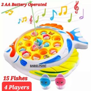 Fishing Toy/Fishing Board Game Fishing Game Music 15 Pcs Fish And 4 Players Fish Toy For Kids Without Battery-1 Set