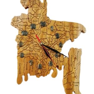 Handmade Map Watch/Map Ghori Premium Quality Wood Craft Big Size Wall Analog Map Clock-1 Piece