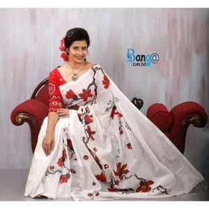 Hand Printed Exclusive Design half silk saree for Women all