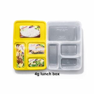 Durable 4-Section Lunch Meal Prep Container, Catering Service Box - Reusable Plastic Food Service Box