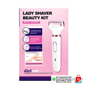 4-in-1 Rechargeable Lady Shaver & Hair Removal Beauty Kit for Women | Painless Electric Razor, Eyebrow, Nose & Body Hair Trimmer (USB Charging) 12759