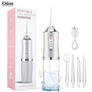 Portable Dental Water Flosser Oral Irrigator USB Rechargeable Water Floss Jet Tooth Pick 4 Tips 220ml Mouth washing machine 13193