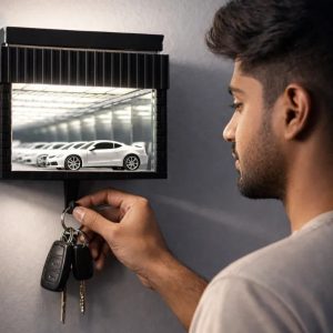 Magical Garage Key Hanger with LED Mini Car Display 13283