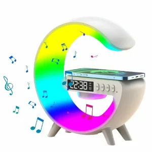 G63 4 In 1 Bluetooth Speaker 10W Multifunctional Wireless Charger LED Atmosphere RGB Night Light Alarm Clock Desk Lamp