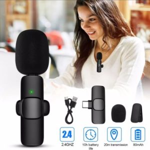 K8 Wireless Microphone for YouTube Vlogging, Video Recording Online Classes with Noise Cancellation Mic Supports (Type C) 3558