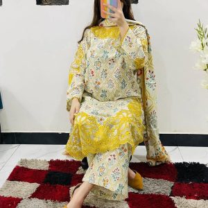 Cotton Embroidery Three Piece1