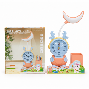 3-in-1 Table Lamp with Analog Clock & Pen Holder