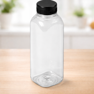 250ml Premium Square PET Juice Bottle – Crystal Clear Reusable Drink Container