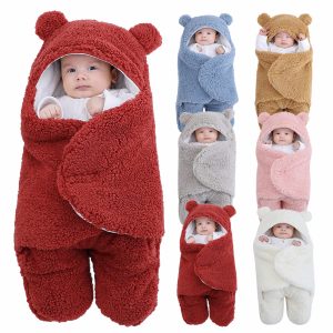 Baby Sleeping Blanket Baby Sleeping Bag Ultra-Soft Fluffy Fleece Newborn Receiving Blanket Infant Boys Girls Clothe Sleeping Nursery Wrap Swaddle 3877