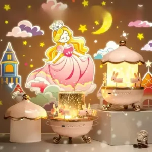 Bunny Carousel Night Light Projector – Rotating LED Star Projection Lamp for Kids Room & Magical Nursery Decor Rotatable Rabbit Night Lamp 12331