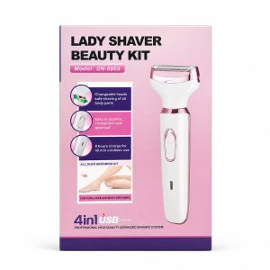 4-in-1 Rechargeable Lady Shaver & Hair Removal Beauty Kit for Women | Painless Electric Razor, Eyebrow, Nose & Body Hair Trimmer (USB Charging) 12759
