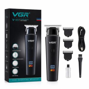 VGR V-937 Professional Cordless Hair & Beard Trimmer for Men – LCD Display, 500 Min Runtime, 2000mAh Battery, Zero Gap Stainless Steel Blade (Black) 3100