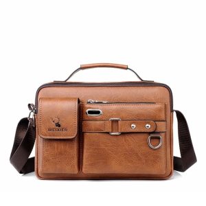 Men's Pu Leather Shoulder Bag (Black, brown) 7399, 3914